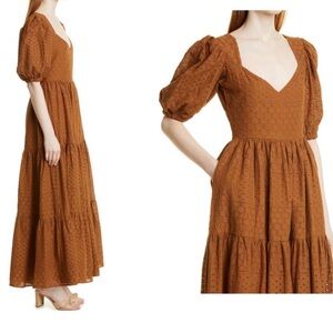 Millie Eyelet Maxi Dress - Caramel